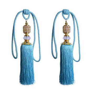 

2Pcs/Pair Crystal Beads Balls Curtain Hanging Belt Curtains Tassels Curtain Tiebacks Bandages Brushes Curtain Accessories