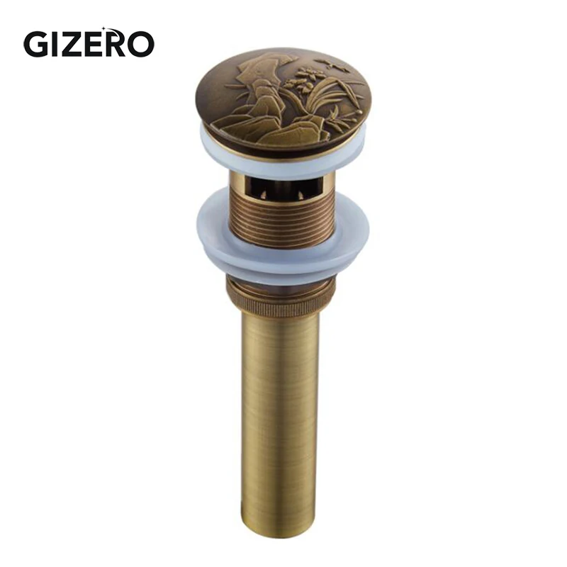 type 2 with hole GIZERO скидка 5 цветов на выбор Латунь Умывальник Ванная комната всплывающие стоки раковины слив с/без перелива GI1708S - Цвет: type 2 with hole