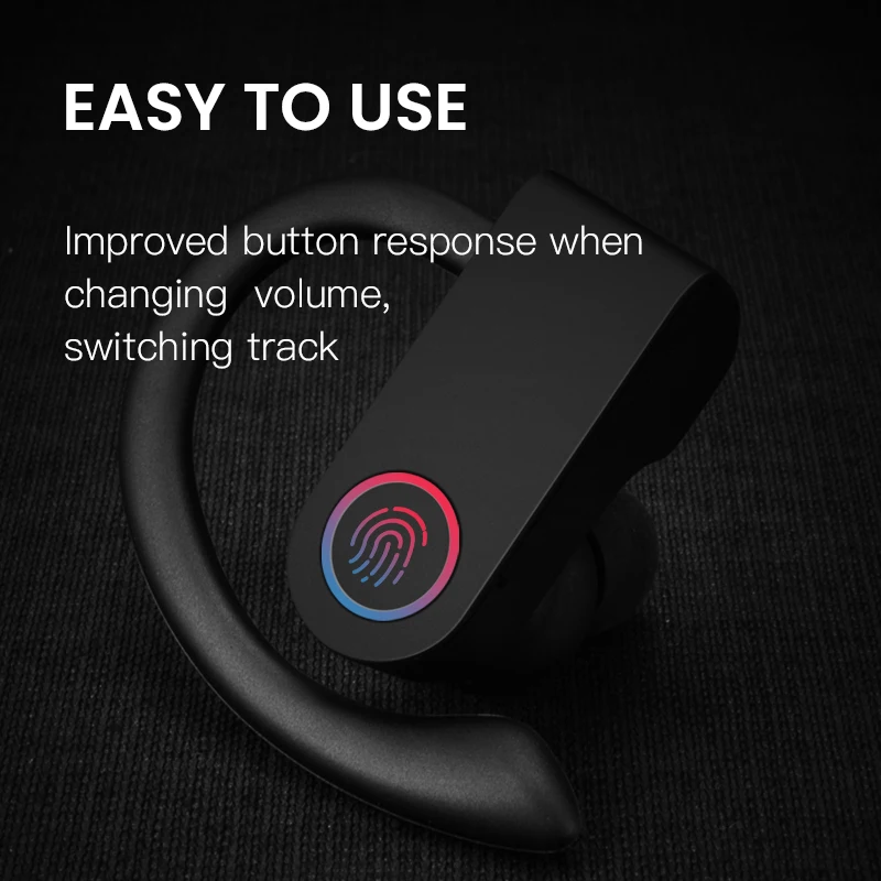 TWS Bluetooth 5 0 наушники A9 спортивные с крючком беспроводные IPX7 водонепроницаемые Hi Fi