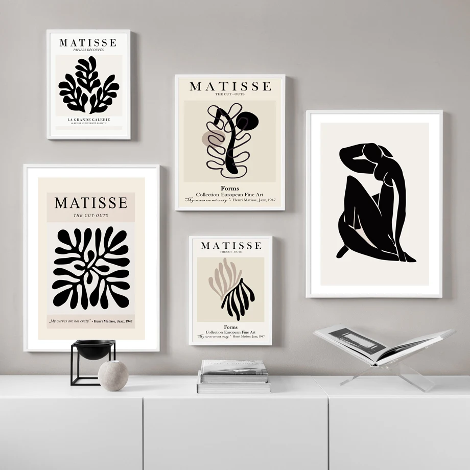 Abstract Matisse Paper Cut Coral Birds Leaves Nordic Poster Nude Wall Art Print Canvas Painting Decor Pictures For Living Room