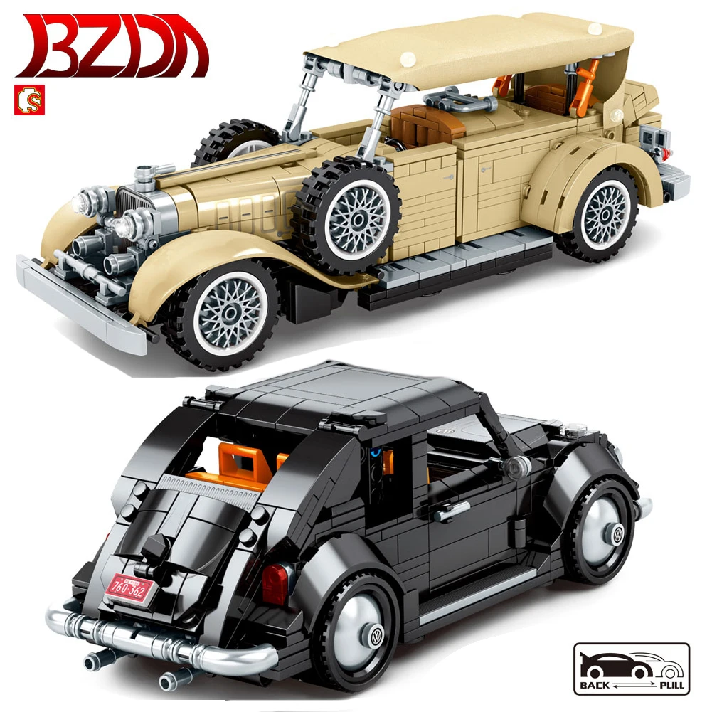 BZDA Antique Cars Buliding Blocks Retro Classic City Model Bricks Speed Champion Supercar Race Kds Toys | Игрушки и хобби