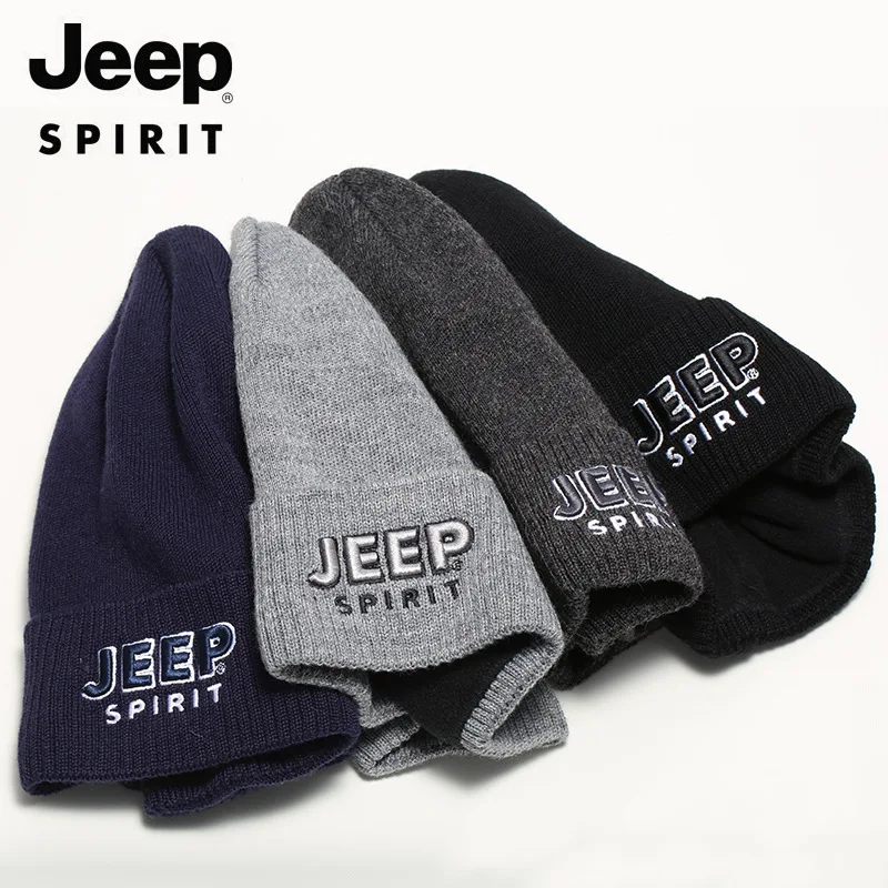 

JEEP SPIRIT Brand Winter Hats for Men Warm Cap Hat Women's Winter Hat Beanie Wool Letter Knitted Warm Caps Gorros Mujer Invierno