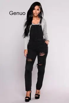

Bodysuit Women Summer Fashion Slim Denim Jeans Pants Woman Ripped Casual Overalls Straps Jumpsuit Trousers overalls