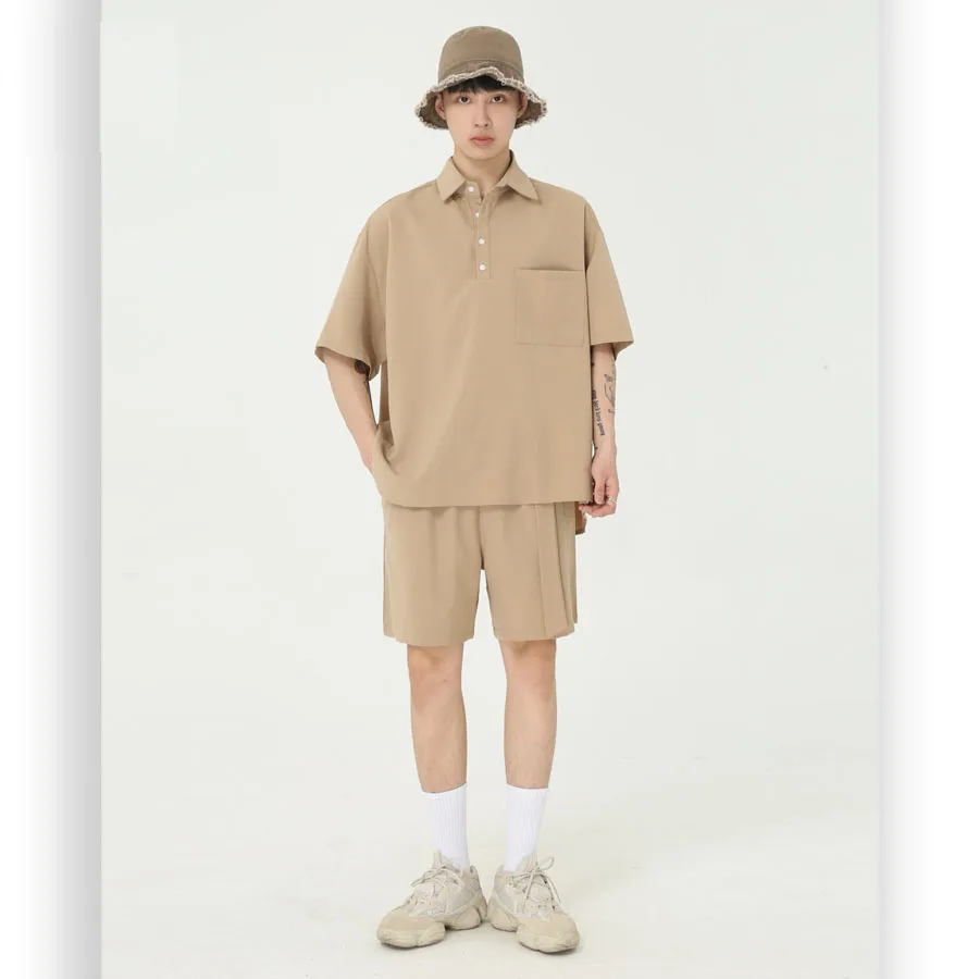 Мужские летние костюмы из 2 предметов комплекты с коротким рукавом Свободный