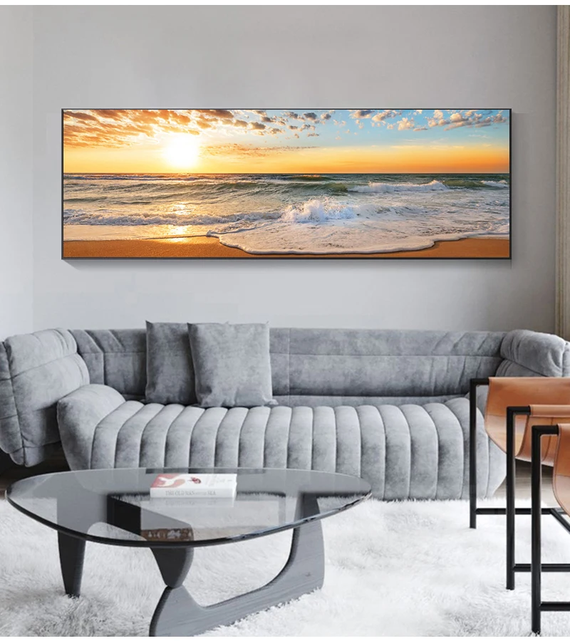 Big Size Pictures For Living Room Canvas Painting Beach Ship Sea Wall Art Nordic Posters And Prints Home Decoration