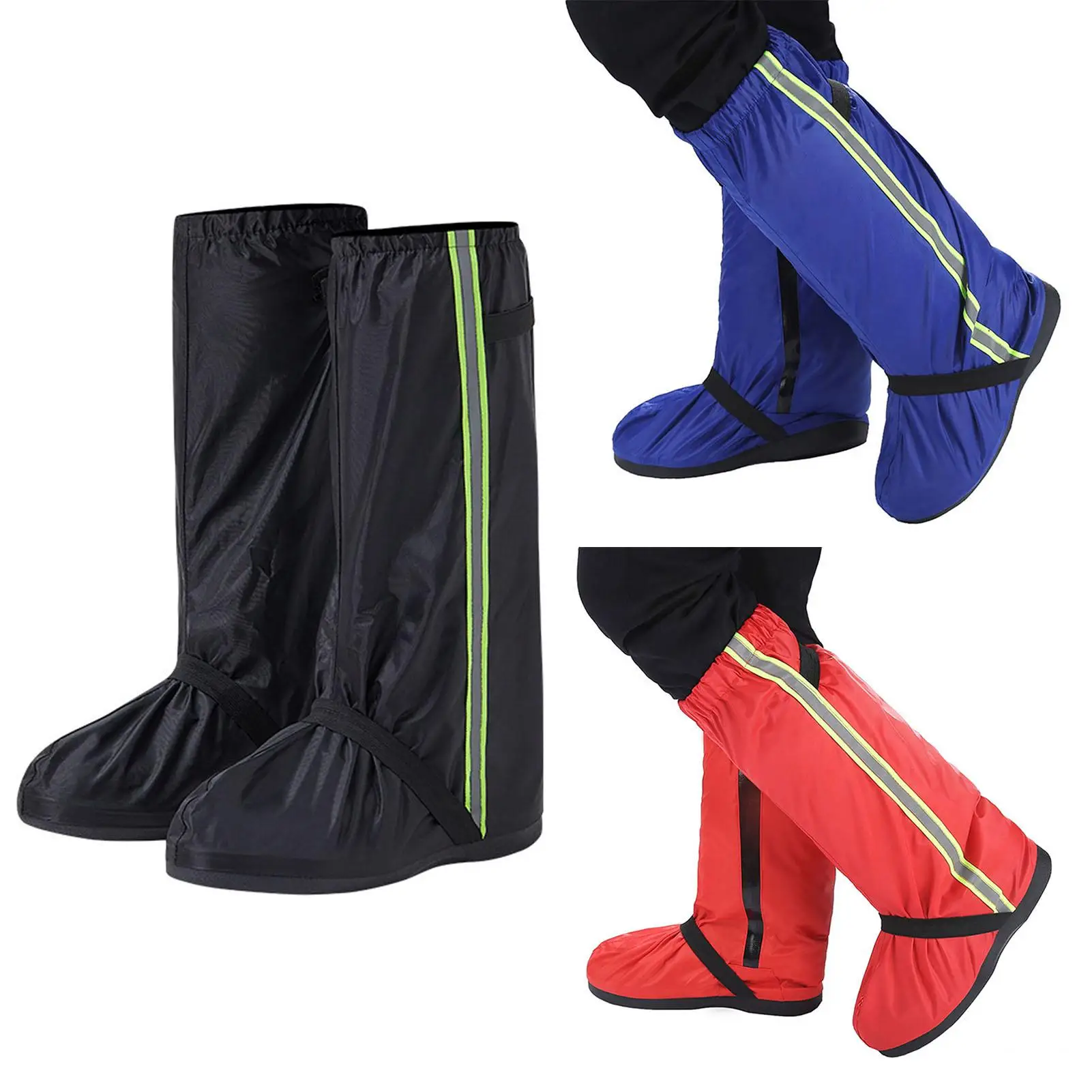 Black Waterproof Rain Boot Shoe Cover with Reflector L 1 Pair Shop Only