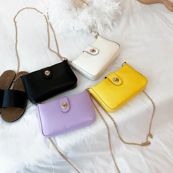

Fashion Women Chain Shoulder Handbag PU Square Lady Pure Crossbody Shopping Bag Popular Simple Female Daily Bag