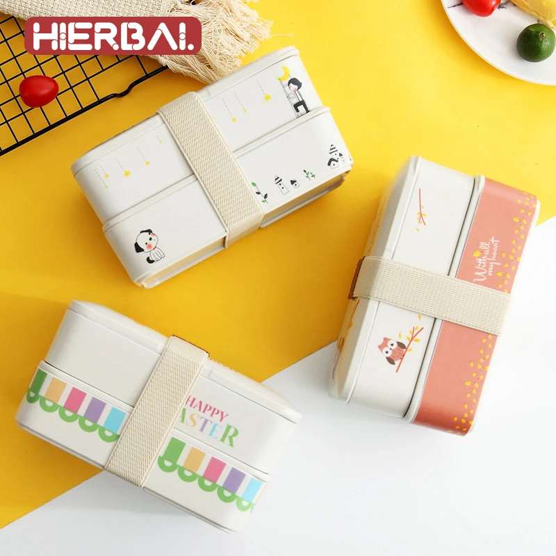 Bento box из бамбукового волокна, экологически чистый портативный герметичный термоизоляционный контейнер для еды, натуральный Антибактериальный Ланч-бокс, набор