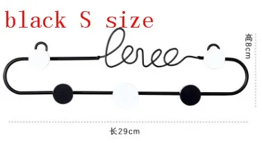 black S size 5 hook Золотой Металл ЛЮБОВЬ Настенный ключ Вешалка 7 крюк Ожерелье Держатель Ожерелье Органайзер подвесной стеллаж для хранения прихожей декор для входа - Цвет: black S size 5 hook
