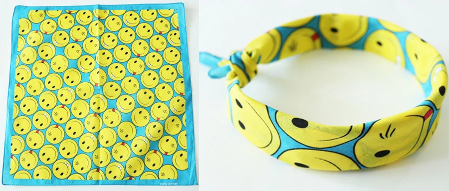 Peace Smiley Printing Cotton Bandana Men Hiphop Headscarves Sports Cycling Mask Headband wool scarf mens