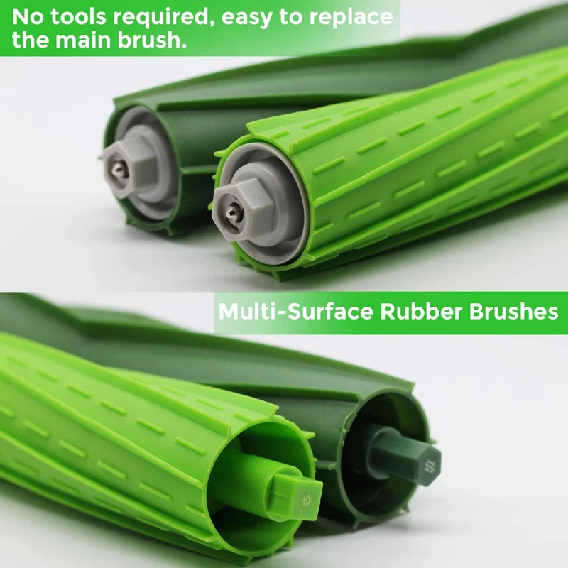 For Robot Automatic Dirt Disposal Dust Bags and Rubber Brushes for Irobot Roomba I7 I7+/I7 Plus E5 E6 Vacuum Cleaner (4 Pcs Du