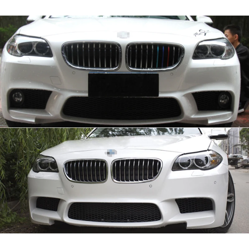 Front Bumper Lower Grille & Fog Light Bezel Trim Set (3PCS) For BMW 5 Series F10 2011-2013 | ABS Replacement Parts 51117906198 - View #4