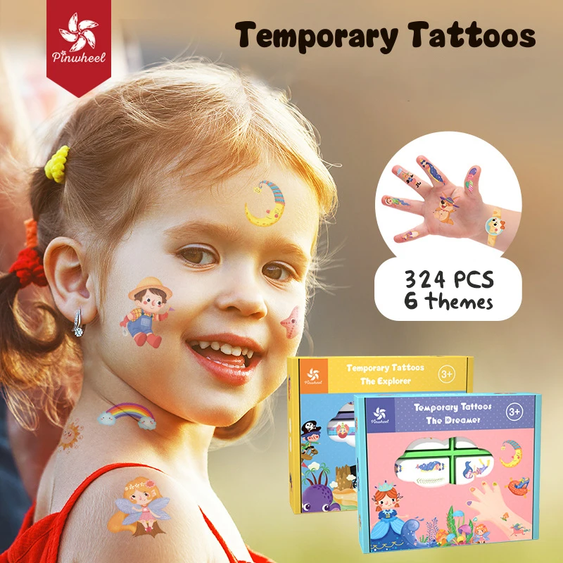 Временные тату наклейки Pinwheel для детей Мультяшные водостойкие мальчиков и