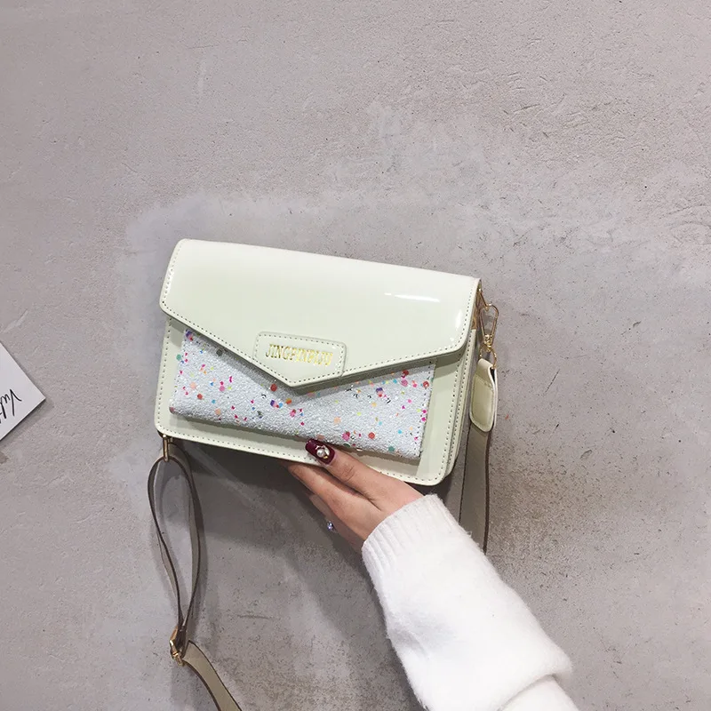 

Spring New Arrival Bag Women's 2020 New Style Fashion Korean-style Patent Leather Bright Surface Shoulder Bag Versatile Wide-Str