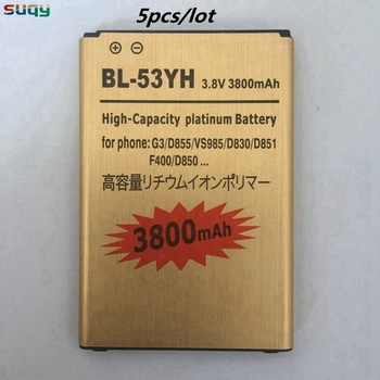 

suqy 5pcs/lot Replacement Battery for LG G3 BL-53YH 3800mAh Phone Battery for LG D858 D855 D857 D859 D850 F400 F460 F470 F400L