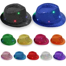 Реквизит для сцены вспышка ковбойская шляпа светящаяся джазовая шляпа Блестки для взрослых с небольшой Легкая шляпа