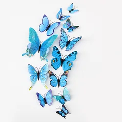 Set of 12 Vibrant 3D Butterfly Wall and Home Décor Magnets (Blue)
