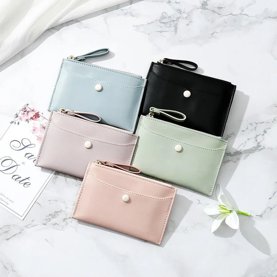 

Simple Mini High Quality Ladies Purse Solid Color Short Zipper Multi-card Wallet Female Pu Leather Coin Purses Women Clutch New