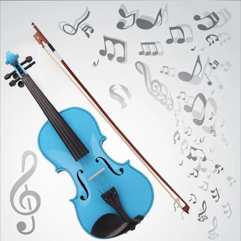 

4/4 Acoustic Violin Sky Blue Bow Rosin with Violin Case for Beginner Tools Montessori Musical Education Toys for Children Gift