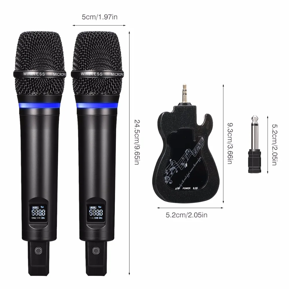 Excelvan GT200 PK k38 UHF двойной беспроводной микрофон Встроенный аккумулятор частота музыкальный плеер микрофон KTV Домашние развлечения