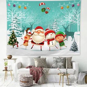 

Jayi Christmas Snow Man Wall Tapestry Multi Pattern Large Wall Printing Home Tapestry Wall Hanging Christmas Decoration 315GT