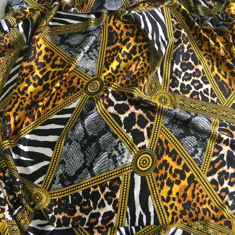 Эластичная эластичная атласная ткань leopord с принтом для рукоделия шитья
