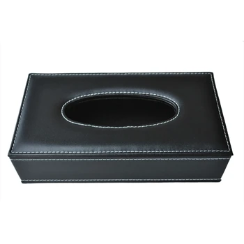 

Car Home Rectangle Shaped Faux Leather Case Paper Tissue Box Holder Black