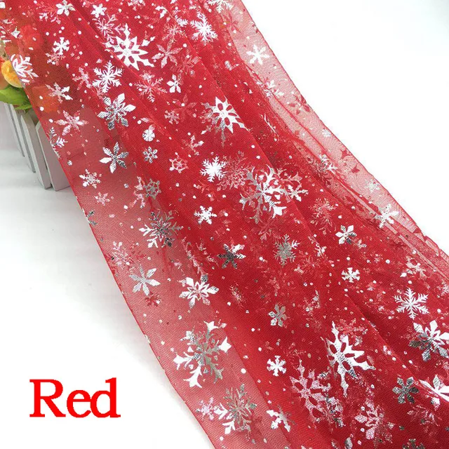 150*100cm Snowflake Tulle Rainbow Silver Snow Star DIY Handmade Fabric for Baby Dress Wedding Birthday Bouquet Supplies Red