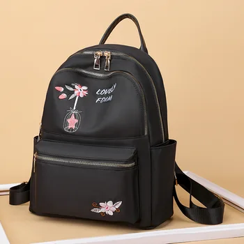 

Oxford Backpack Bag Women Small Fashion Embroidery Backbag Anti Theft Back Pack Female Casual Bagpack Flowers Design