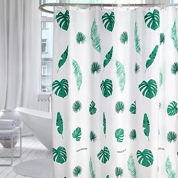 

DUNXDECO Shower Curtain Bathroom Waterproof Cortinas Modern Green Leaf Polyester Fabric Rideau Fresh Home Decoration