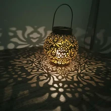 

Retro Iron Hollow Solar Lamp Waterproof Hanging Lanterns Rhombic Simple Pattern LED Lights Decor for Yard Tree Fence Patio Light