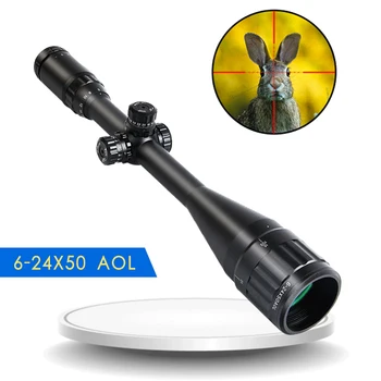 

6-24X50 AOL Hunting Riflescope Sniper Rifle Scope Tactical Optics Scopes R/G/B Illuminated For Hunting Scopes