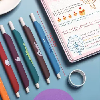 

5pcs 0.5mm 3 in 1 Multifunction Retro Color Gel Pen Creative Journal Ruler Cartoon Bookmark School Supplies