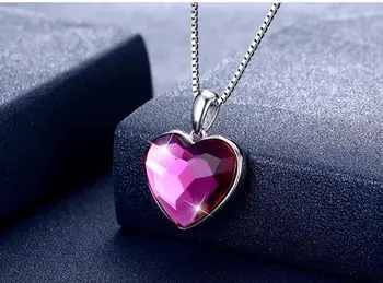 

YTF100 925 Silver Heart Necklace Lady's Brief Wedding Gift Necklace