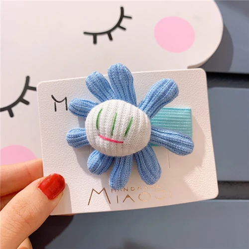 Hairpin Blue Модные детские вязанные Цветочные волосы резинки заколки с солнечным цветком резинки заколки ручной работы аксессуары для волос Детские головные уборы - Цвет: Hairpin Blue