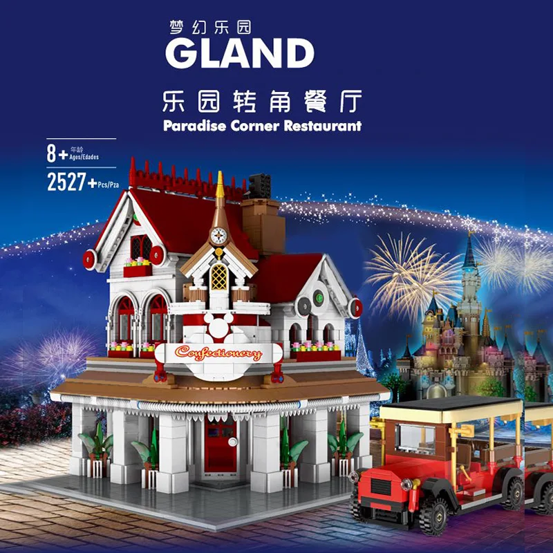 

Mould King 11003 MOC Parisian Restaurant Corner Creator Street View Model Building Blocks Bricks lepining 10243 Education Toys