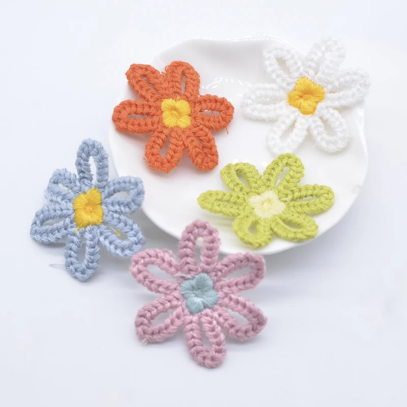 12 Stück weiche Wollblumen-Applikationen für DIY-Kleidung, Hüte, Schuhe, Basteln, Nähzubehör, Patches, Kopfbedeckung, Haarspangen, Dekor-Zubehör