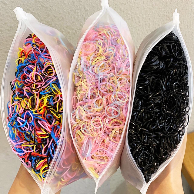 1000pc/Box Girls Colorful Disposable Rubber Bands Gum For Ponytail