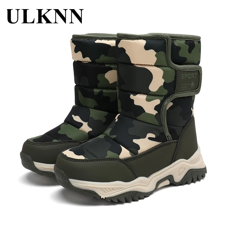 

ULKNN Children's Snow Boots Round Toe Non-slip Waterproof 26-38 Soft Bottom Winter Boys Warm Shoes Comfortable Fashion Footwears