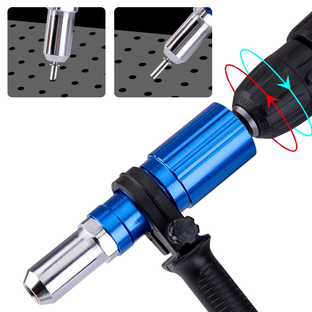 Adaptador de pistola remachadora eléctrica, cabeza de tuerca de taladro, herramienta de remachado inalámbrica, remache de inserción de tuerca, 2,4mm-4,8mm