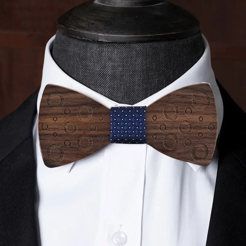 Environ для мужчин Тал деревянный галстук-бабочка платок запонки корсаж набор с коробкой Мужские аксессуары D08E