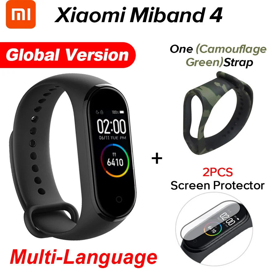 Gb Cam Green N Film Xiaomi mi Band 4 Smart mi band 4 Цвета экран Браслет фитнес-трекер для измерения сердечного ритма Bluetooth 5,0 водонепроницаемый банда4 - Цвет: Gb Cam Green N Film