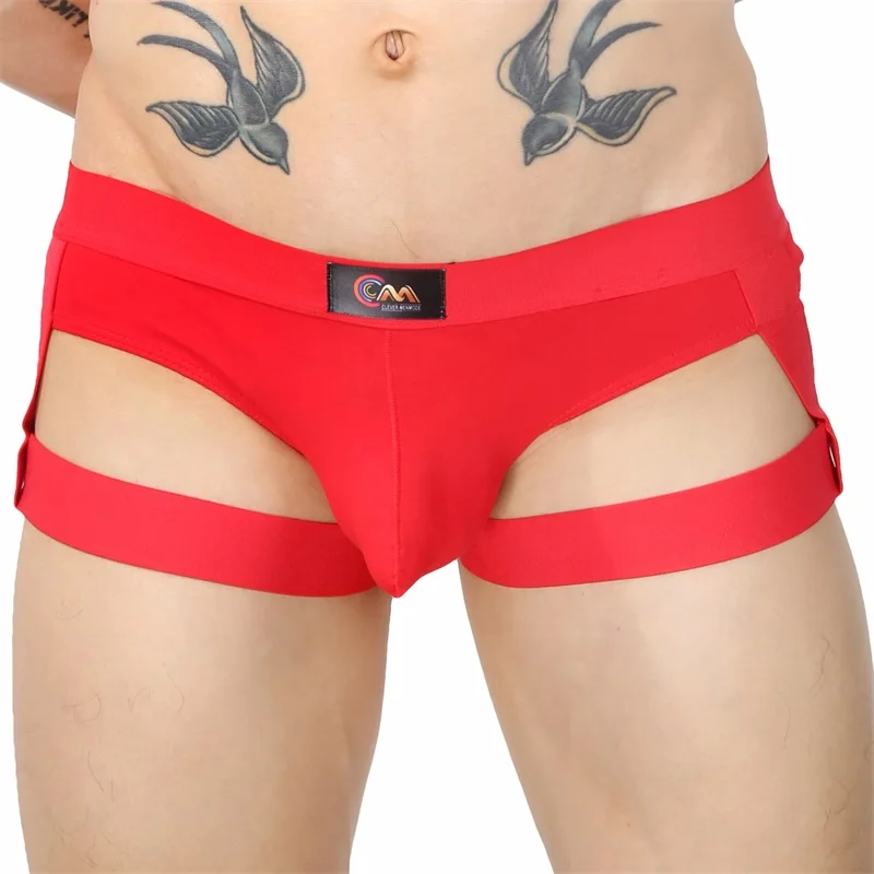 CLEVER-MENMODE Thong Men Sexy Leg Strap Underwear Bikini G String Harness Bulge Pouch Underpants Jockstrap T-back Lingerie