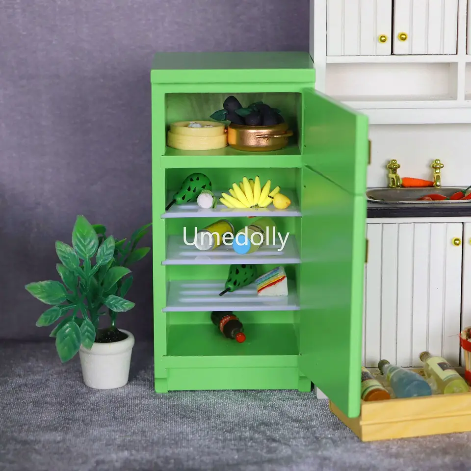 ミニチュア　ドール家具　冷蔵庫　1/6スケール　ドールハウス キッチン Amazon | ミニチュアドールハウス冷蔵庫 1:12 家具装飾