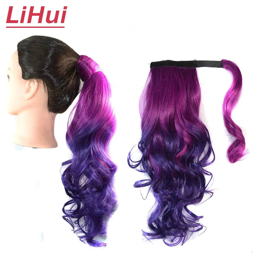 

LIHUI 40cm Gradient Color Hook and Loop Synthetic Ponytail Oddball Party Fashion Invisible Hair Extension