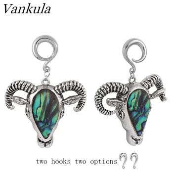 

Vankula 2PCS Cow Head Ear Flesh Tunnel Ear Weights 316L Stainless Steel Hook Ear Piercing Hangers Body Jewelry 4mm 6mm 8mm