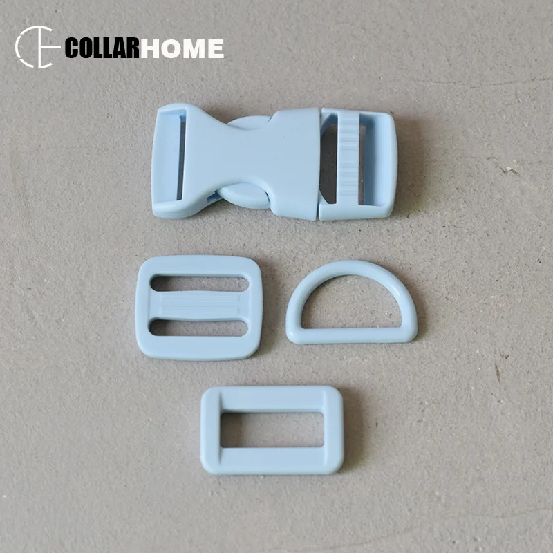 50 sets plastic buckles D rings 20mm light blue snap hook knapsack straps adjuster sliders DIY dog collar bag sewing accessories