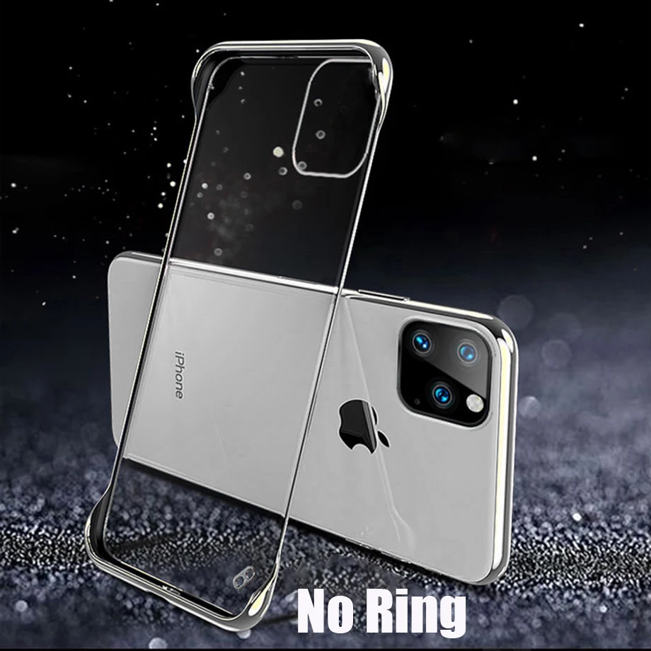 Для iPhone 11 Pro Max X XS Max XR 7 8 Plus 6 6s Plus Мода 6,1 5,8 6,5 покрытие прозрачное бескаркасное жесткое кольцо для ПК - Цвет: Серебристый