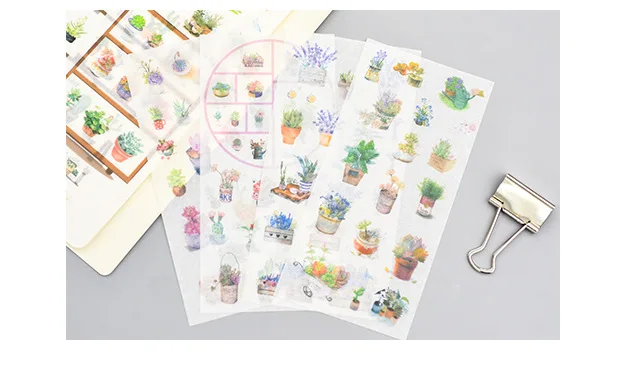 6 листов милые цветы наклейки s Kawaii растение канцелярские наклейки s Бумага Клейкая наклейка для детей DIY Скрапбукинг принадлежности для альбома
