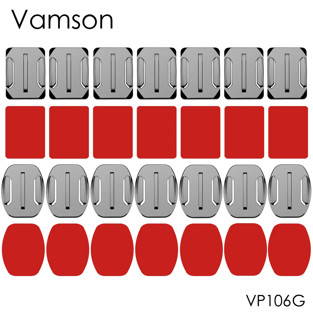 Vamson аксессуары крепление 8 шт. плоское изогнутое поверхностное крепление клей для Gopro Hero7 6 5 4 для Xiaomi для yi для камеры SJCAM VP106 - Цвет: VP106G